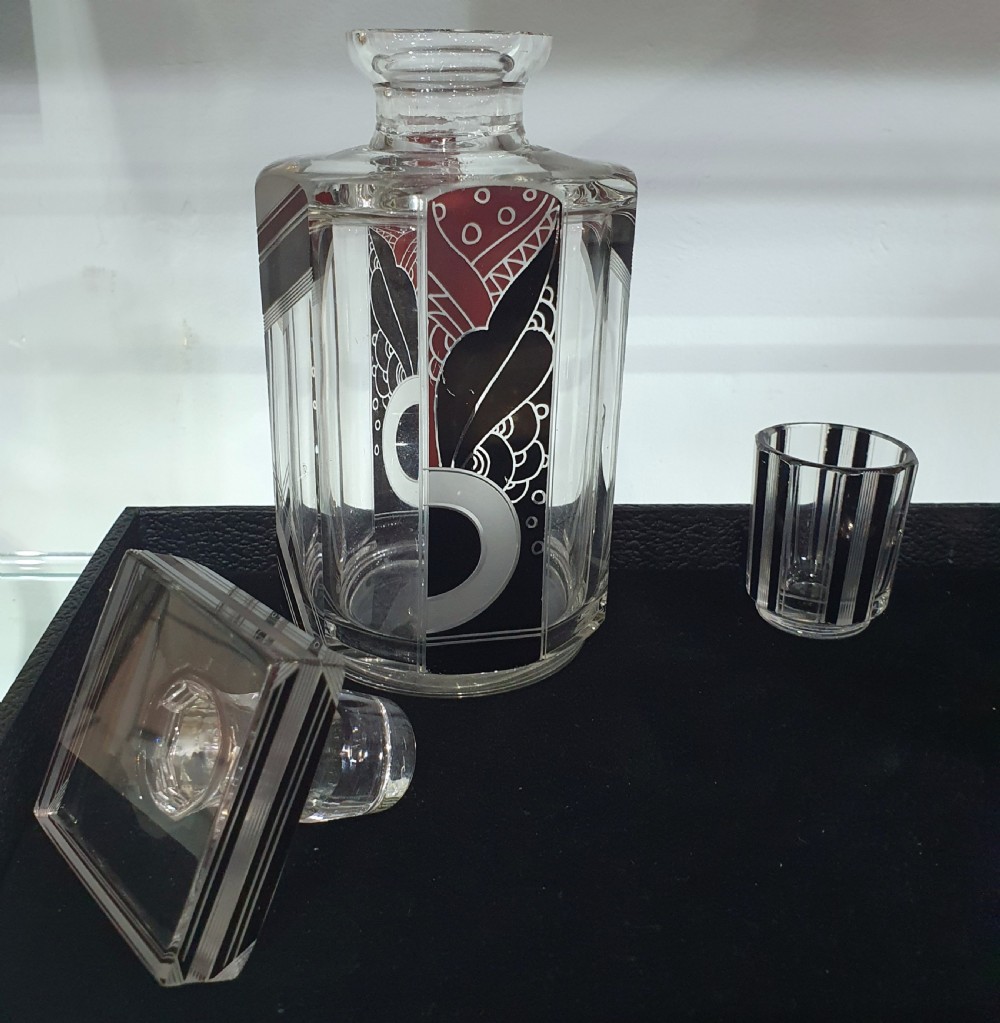 Original Karl Palda Art Deco Bohemian Decanter & Shot Glasses c.1930s View V
