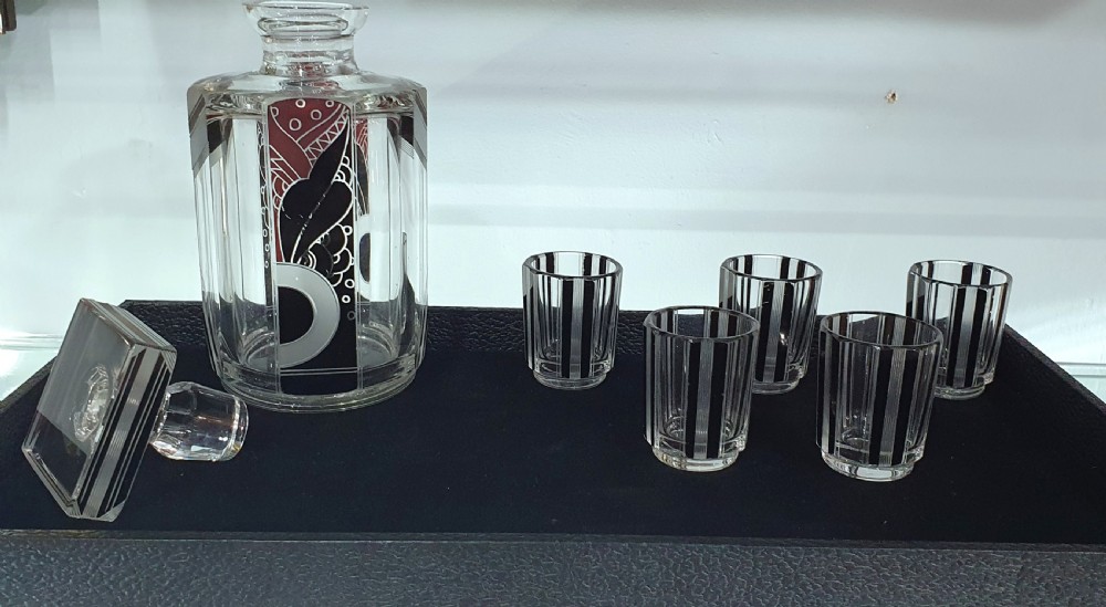 Original Karl Palda Art Deco Bohemian Decanter & Shot Glasses c.1930s View VIII