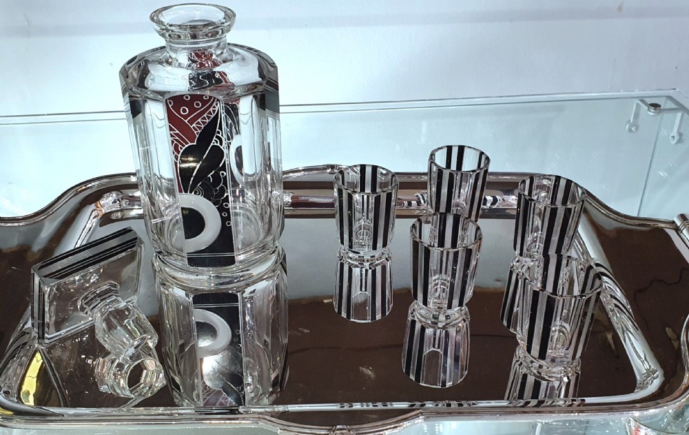 Original Karl Palda Art Deco Bohemian Decanter & Shot Glasses c.1930s View X