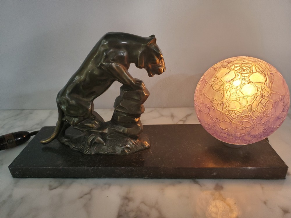 Art Deco French Panther lamp c1930 View VI