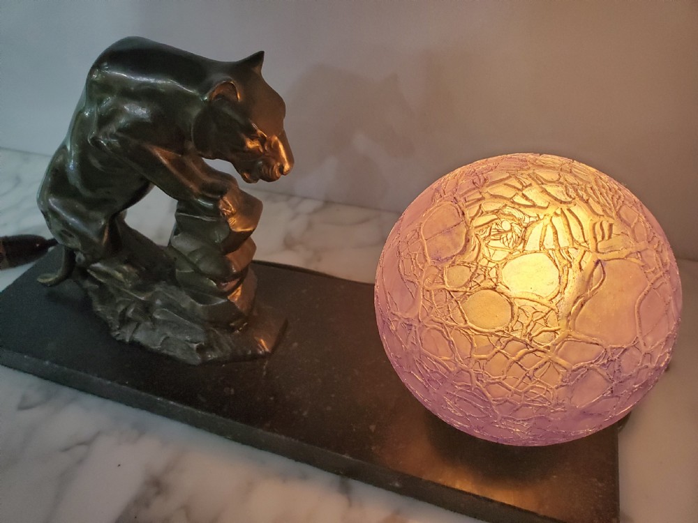 Art Deco French Panther lamp c1930 View VII