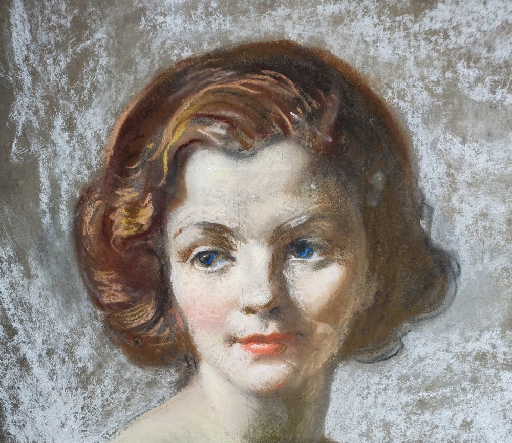 ALFRED COOPER Winston Churchill & Royal Academy Artist Pastel Portrait of  Nude c1940s View X