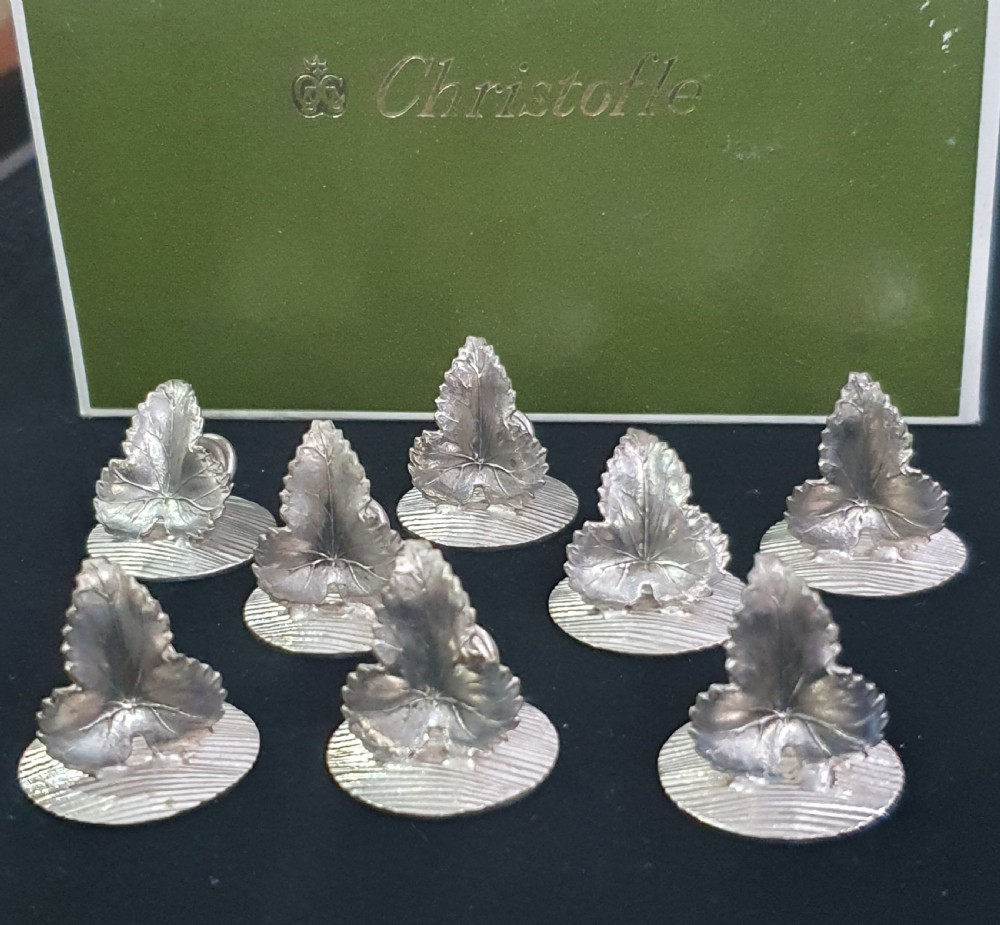 Christofle 1930s Silver Place Card Holders / Table Setting Cards for 8 in Ivy Leaf Design