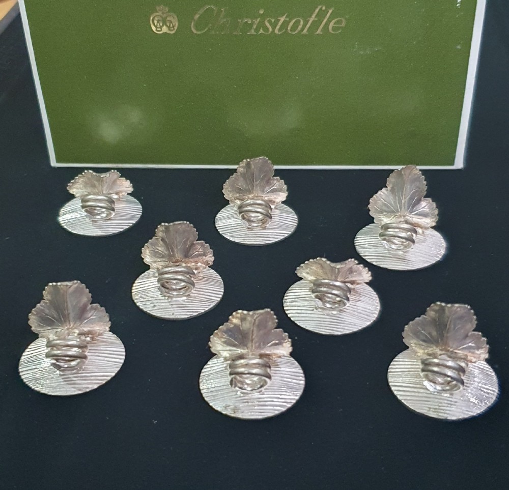 Christofle 1930s Silver Place Card Holders / Table Setting Cards for 8 in Ivy Leaf Design View II