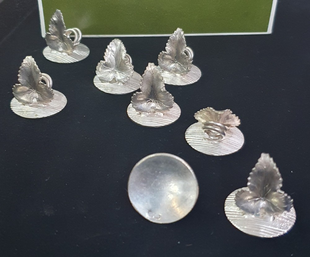 Christofle 1930s Silver Place Card Holders / Table Setting Cards for 8 in Ivy Leaf Design View VI