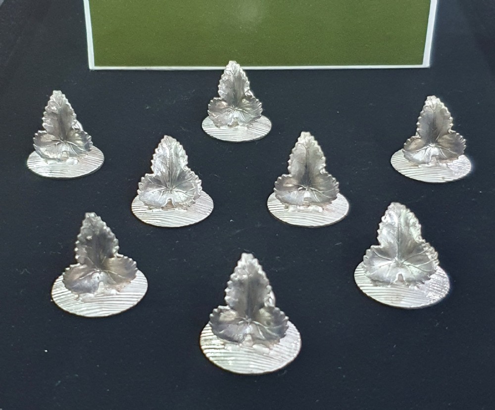 Christofle 1930s Silver Place Card Holders / Table Setting Cards for 8 in Ivy Leaf Design View VII
