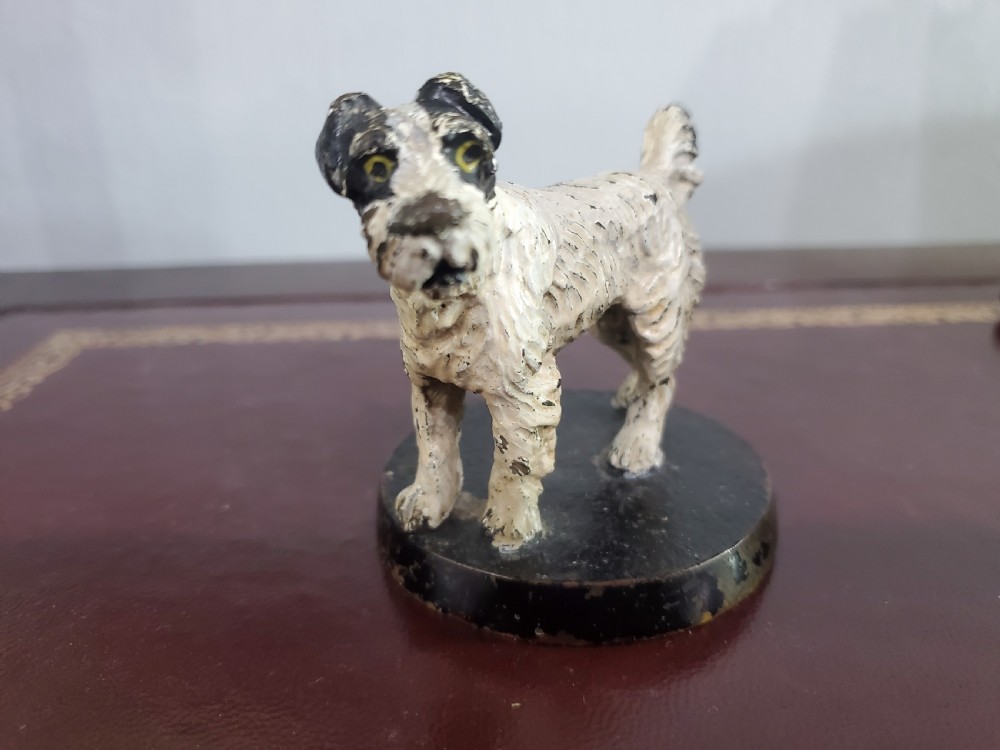 Cold painted bronze terrier car mascot art deco period c1930 View II