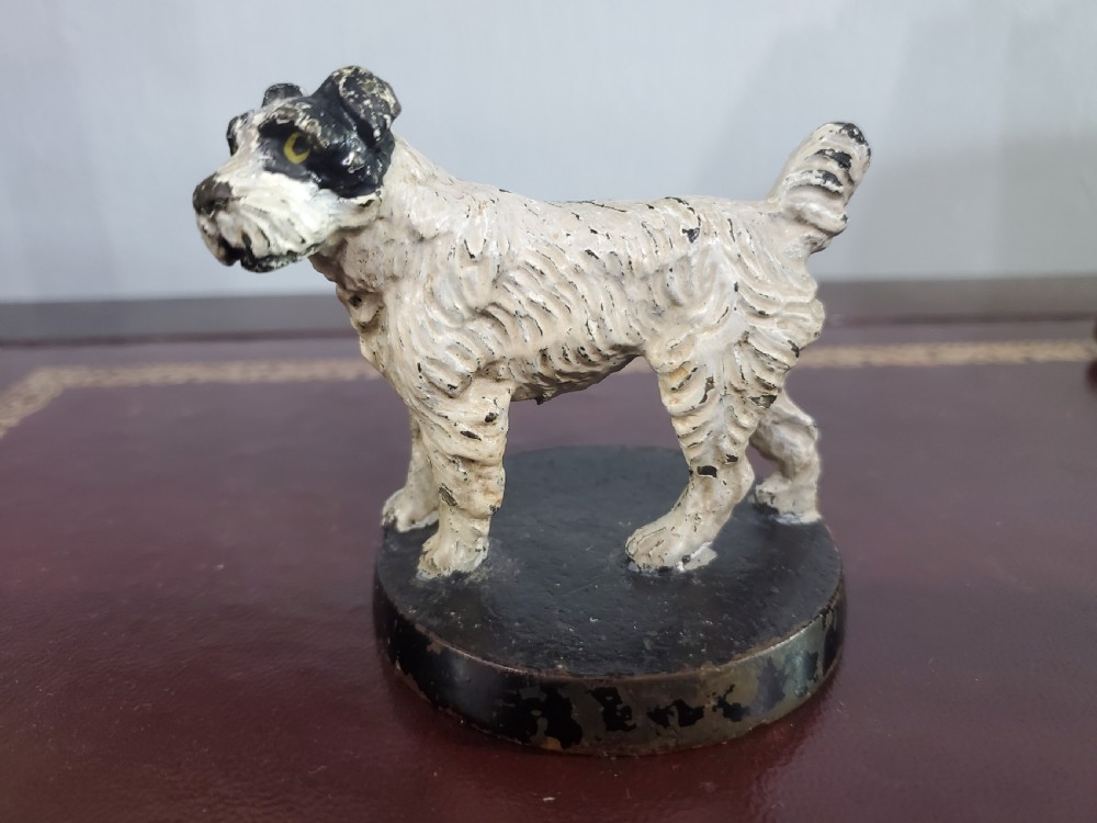 Cold painted bronze terrier car mascot art deco period c1930