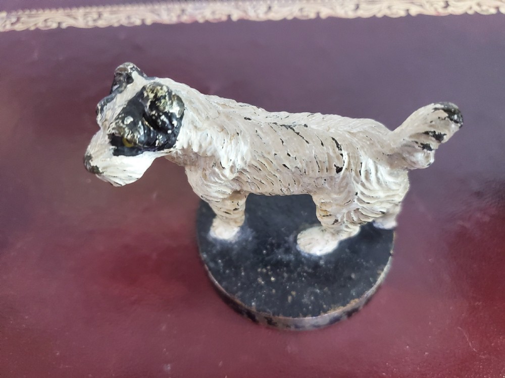 Cold painted bronze terrier car mascot art deco period c1930 View V