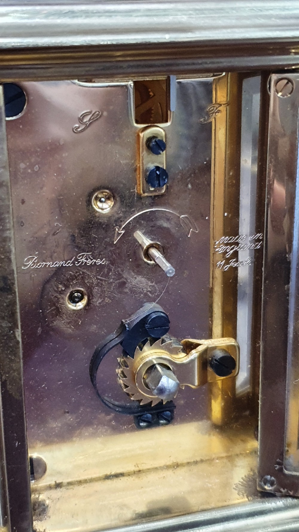 Asprey Edwardian Brass 8 Day Carriage Clock with Key; Bernard Freres Movement  View XVI