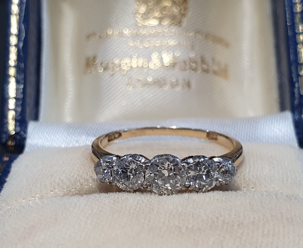 Mappin & Webb 1930s 5 Diamond 18ct Gold Half Eternity Ring - Size M  View XXII