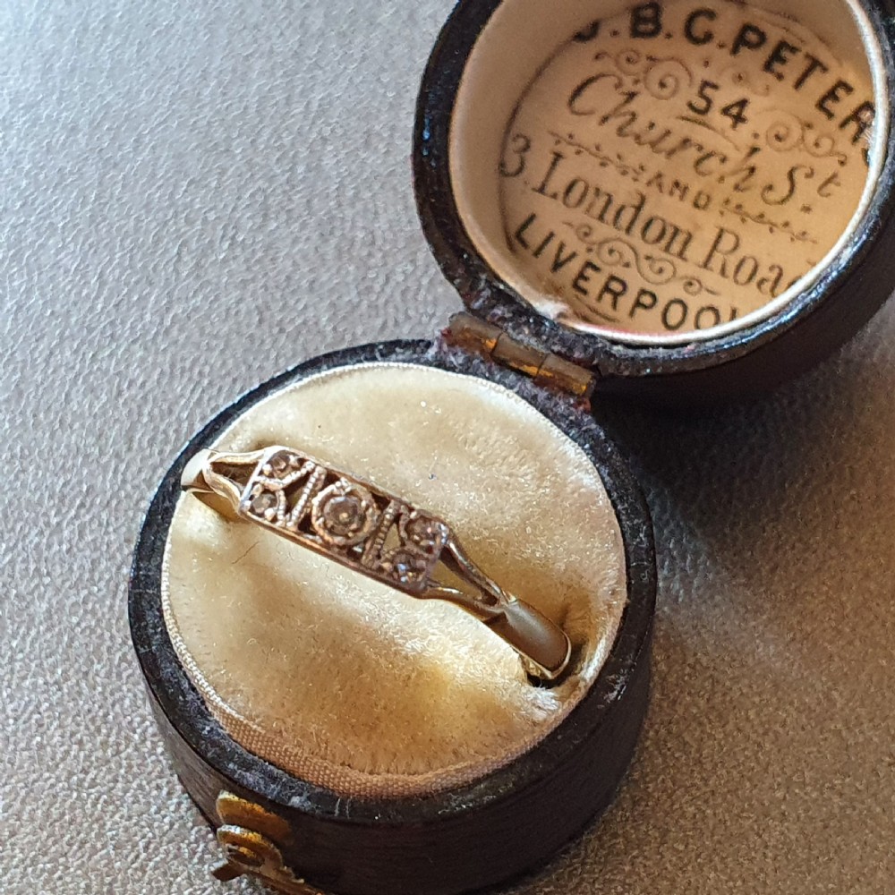 Art Deco 5 Diamond Platinum 18ct Gold Ring - Size P View XIII