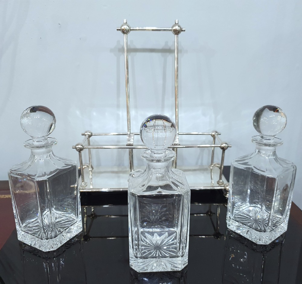 Art Deco Tantalus in Dr. Christopher Dresser Manner & Original 3 Cut Crystal Decanters View VII