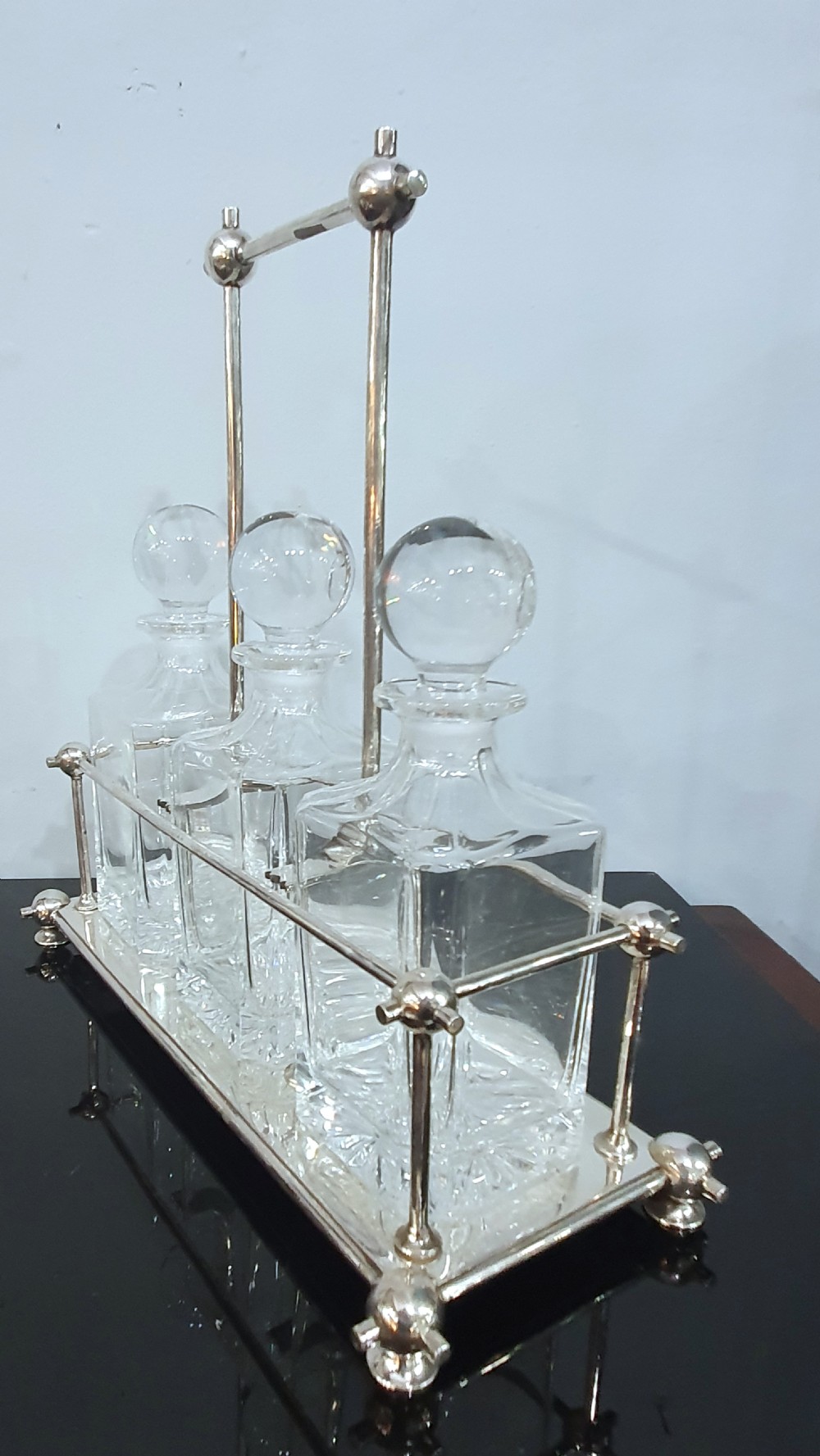 Art Deco Tantalus in Dr. Christopher Dresser Manner & Original 3 Cut Crystal Decanters View XIII