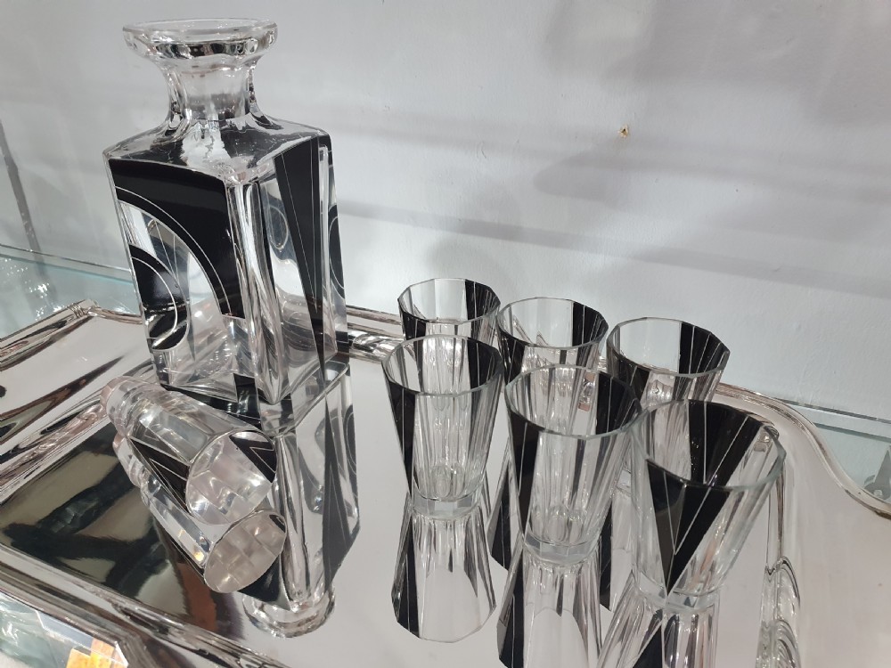 Karl Palda Original Bohemian Art Deco Decanter Set c.1930 View II