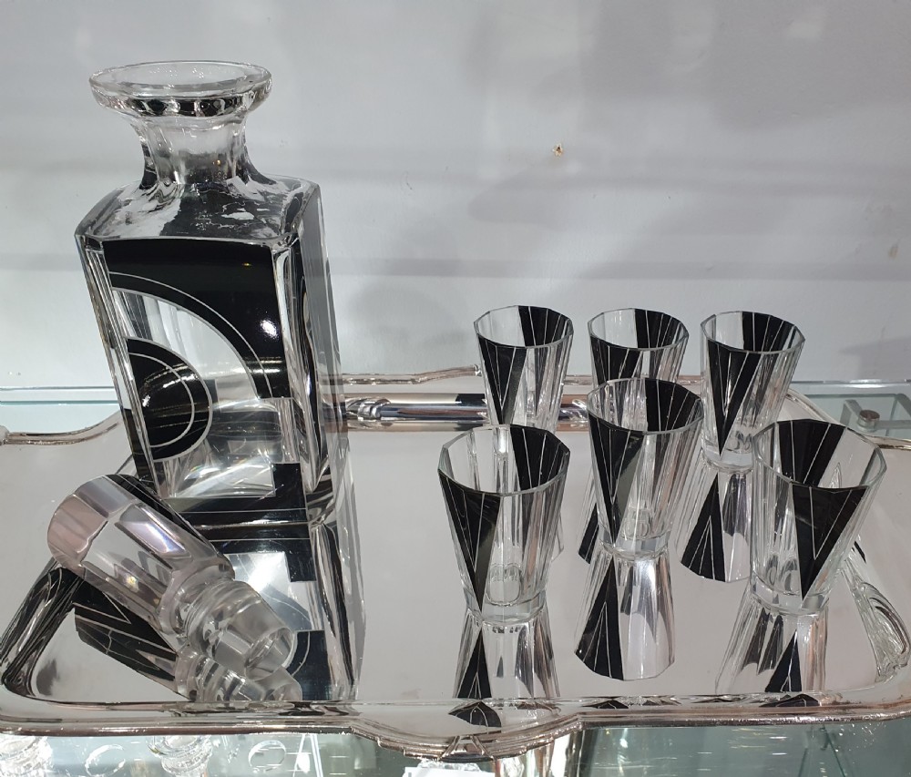 Karl Palda Original Bohemian Art Deco Decanter Set c.1930 View IV