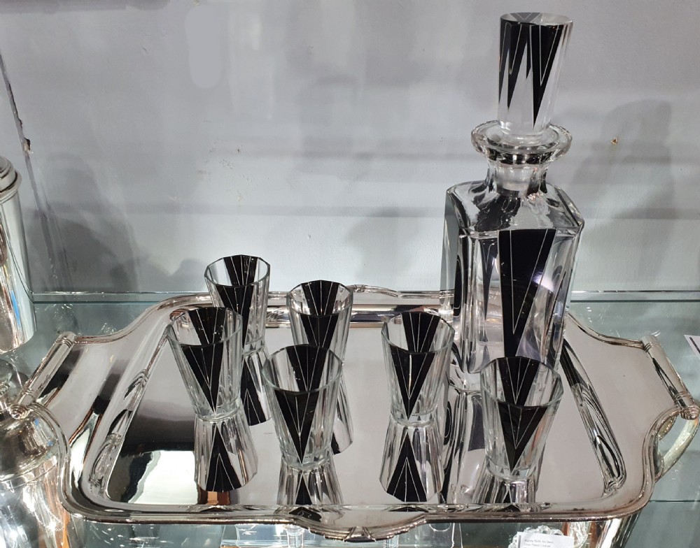 Karl Palda Original Bohemian Art Deco Decanter Set c.1930 View XII