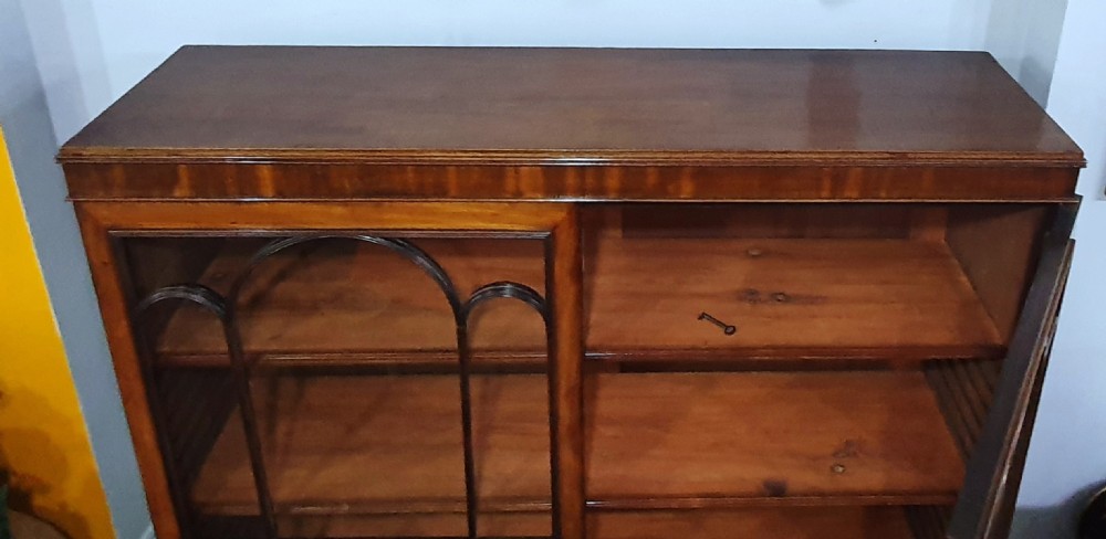 Late 19th Century Glazed Mahogany Adjustable Shelved Bookcase  View IX
