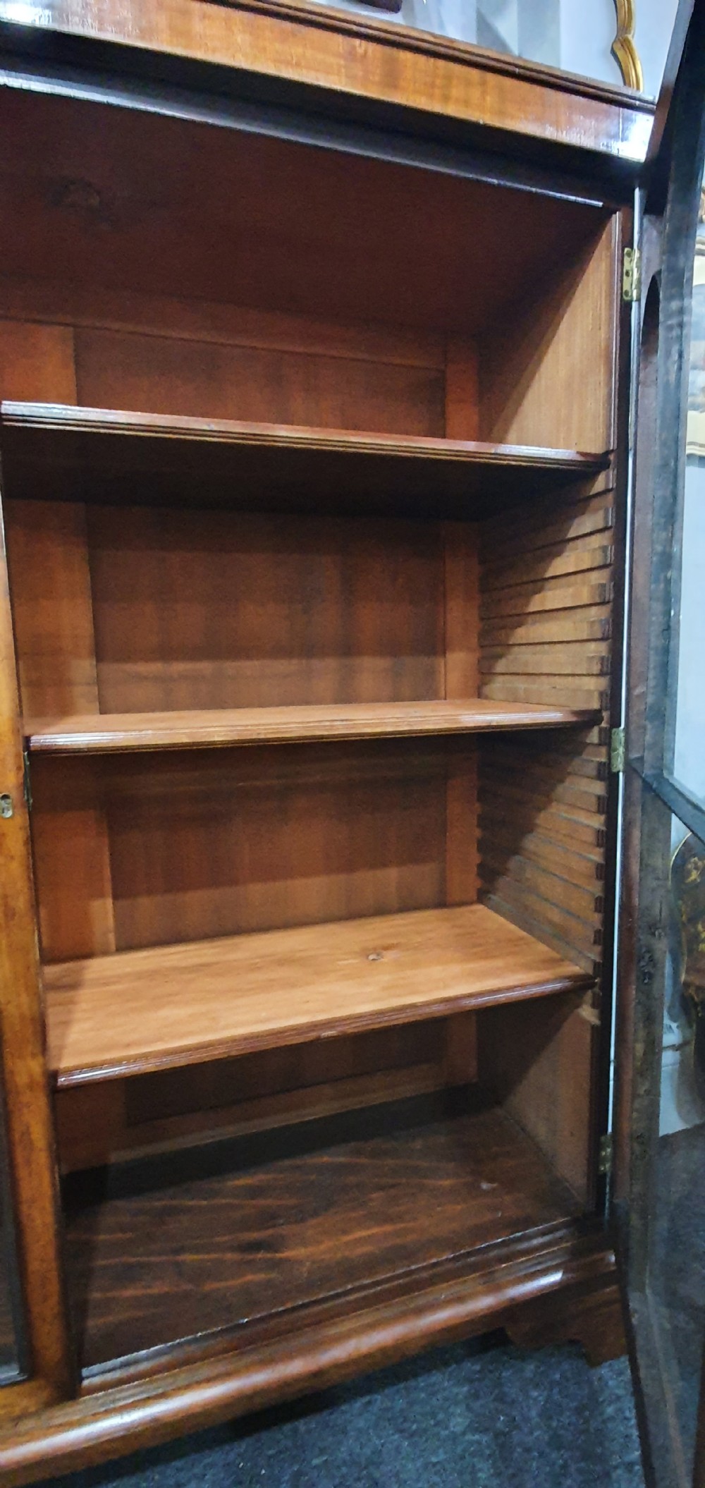 Late 19th Century Glazed Mahogany Adjustable Shelved Bookcase  View XV