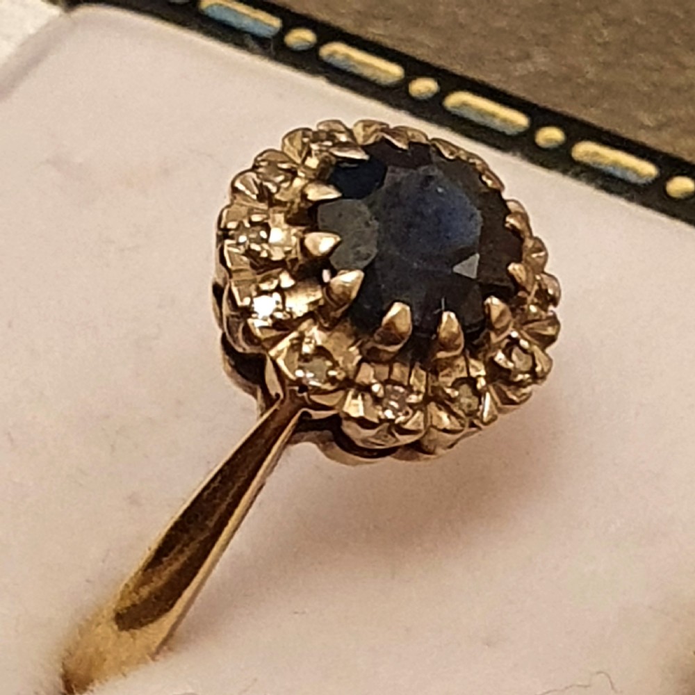 Sapphire & Diamond Halo 18ct Gold Ring - Size M  View VII