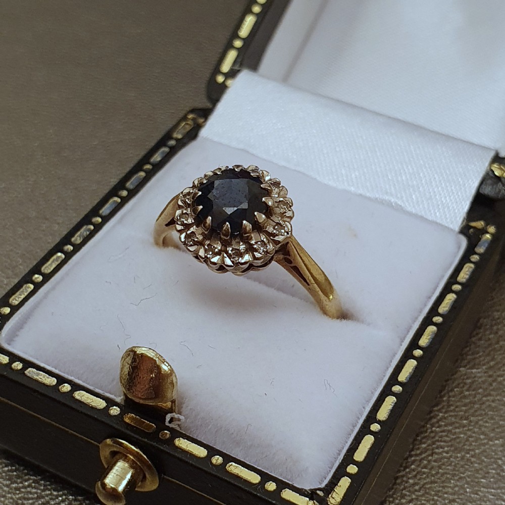 Sapphire & Diamond Halo 18ct Gold Ring - Size M  View XII