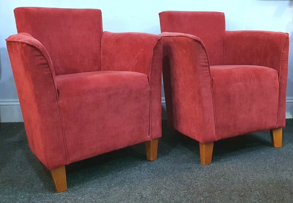 Pair 1930s Art Deco Reupholstered Lounge Tub Chairs View XIV