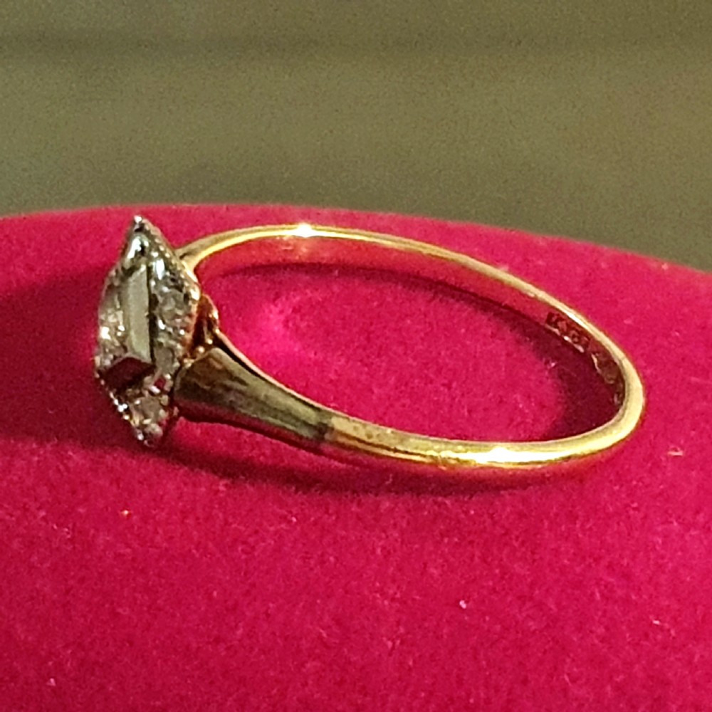 Art Deco 1920s-30s Geometric Platinum Set Diamond 18ct Gold Ring - Size O½ View XV