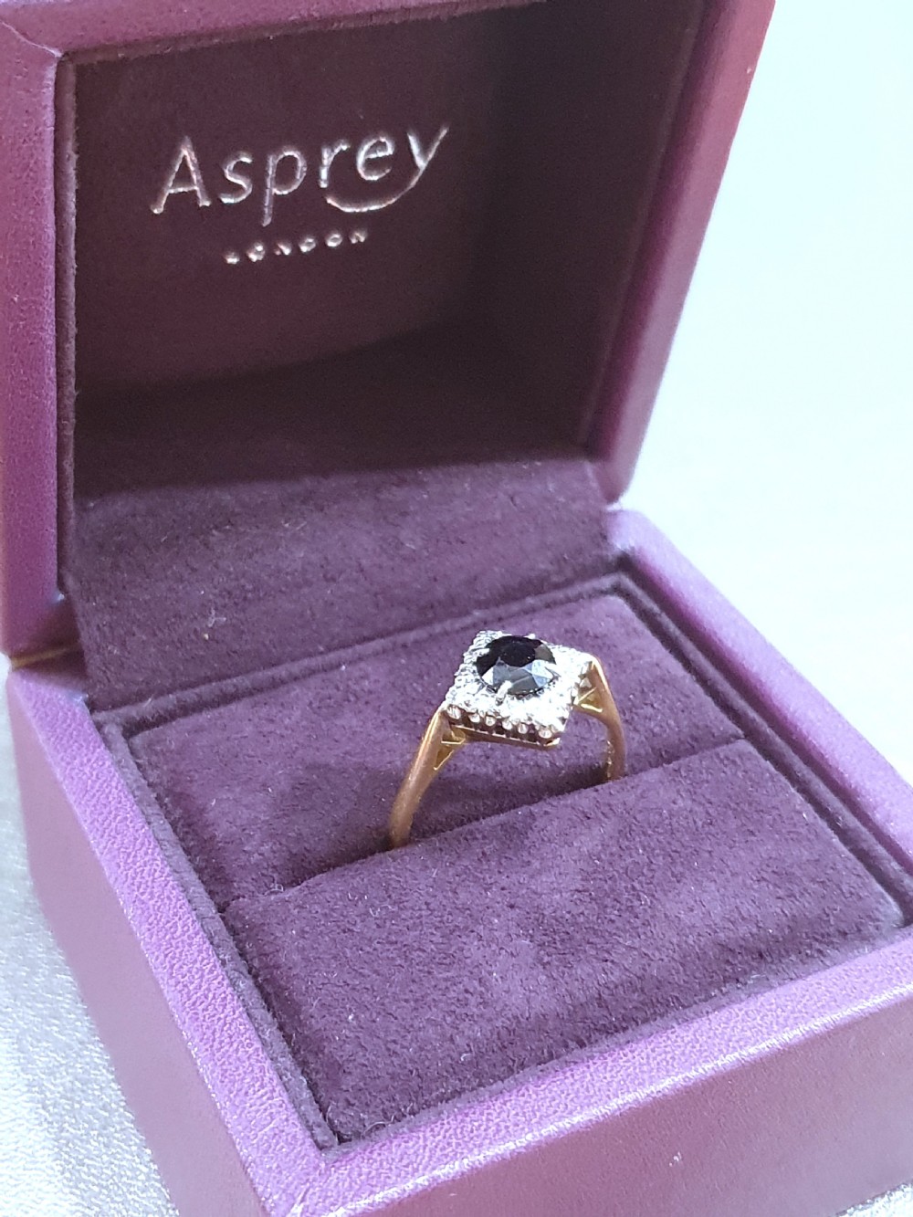 Asprey & Co 1ct Sapphire & Diamond Platinum 18ct Gold Ring - £4500 View II
