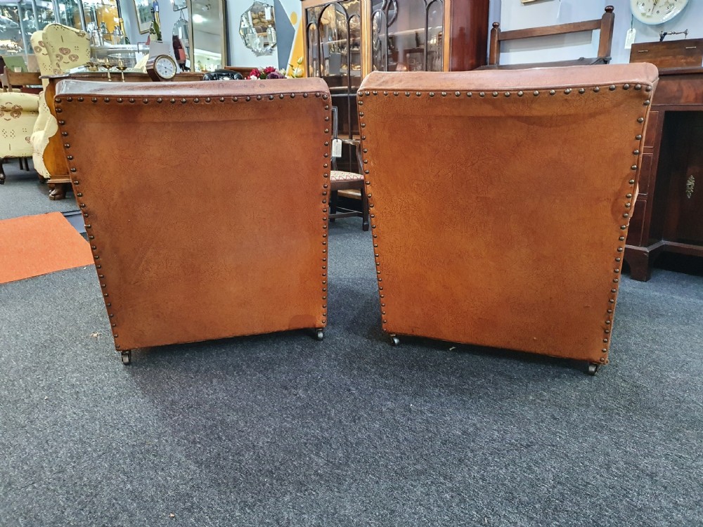Pair of Small French Leather Club Chairs c1930 View IV