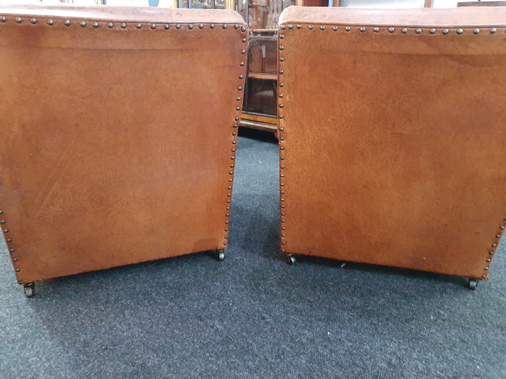 Pair of Small French Leather Club Chairs c1930 View II