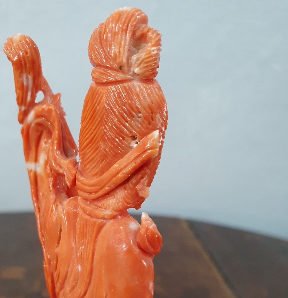 Republican Period (1911-1949) Coral Carving of Guanyin View IV
