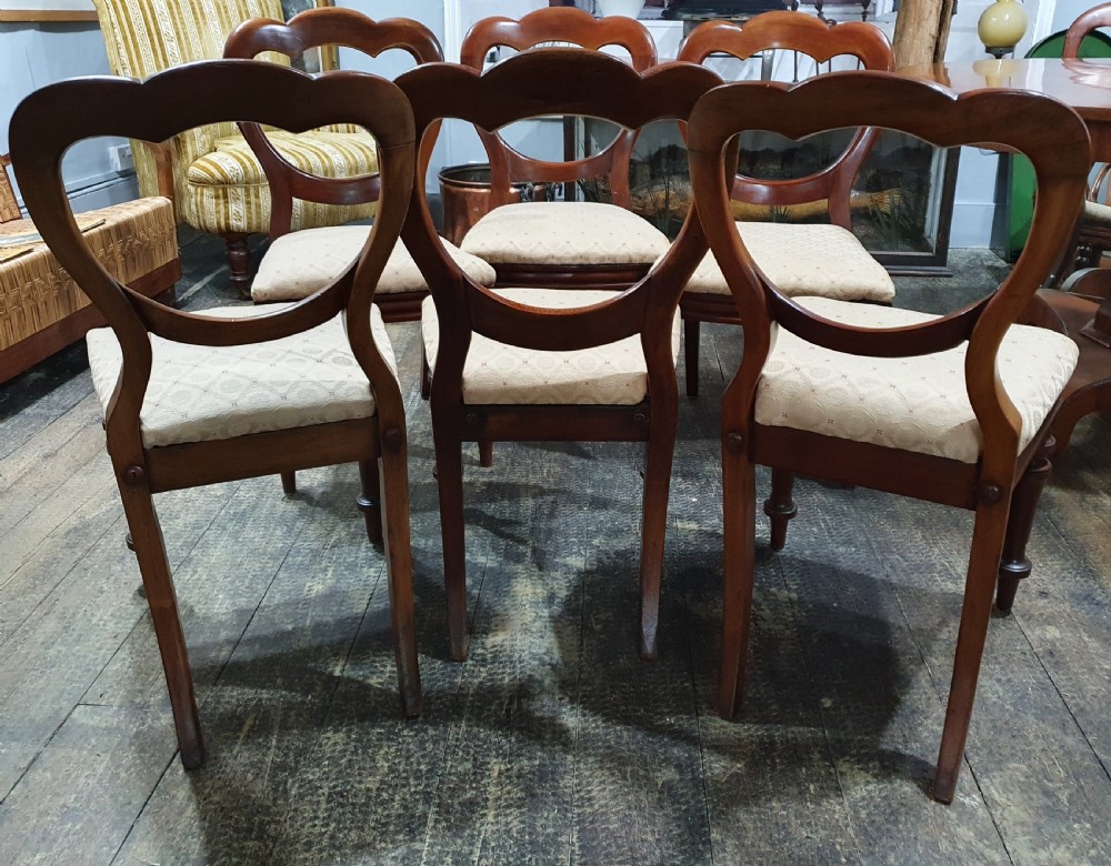 Set of Six Victorian Balloon Back Walnut Chairs c.1860-1880 View IV