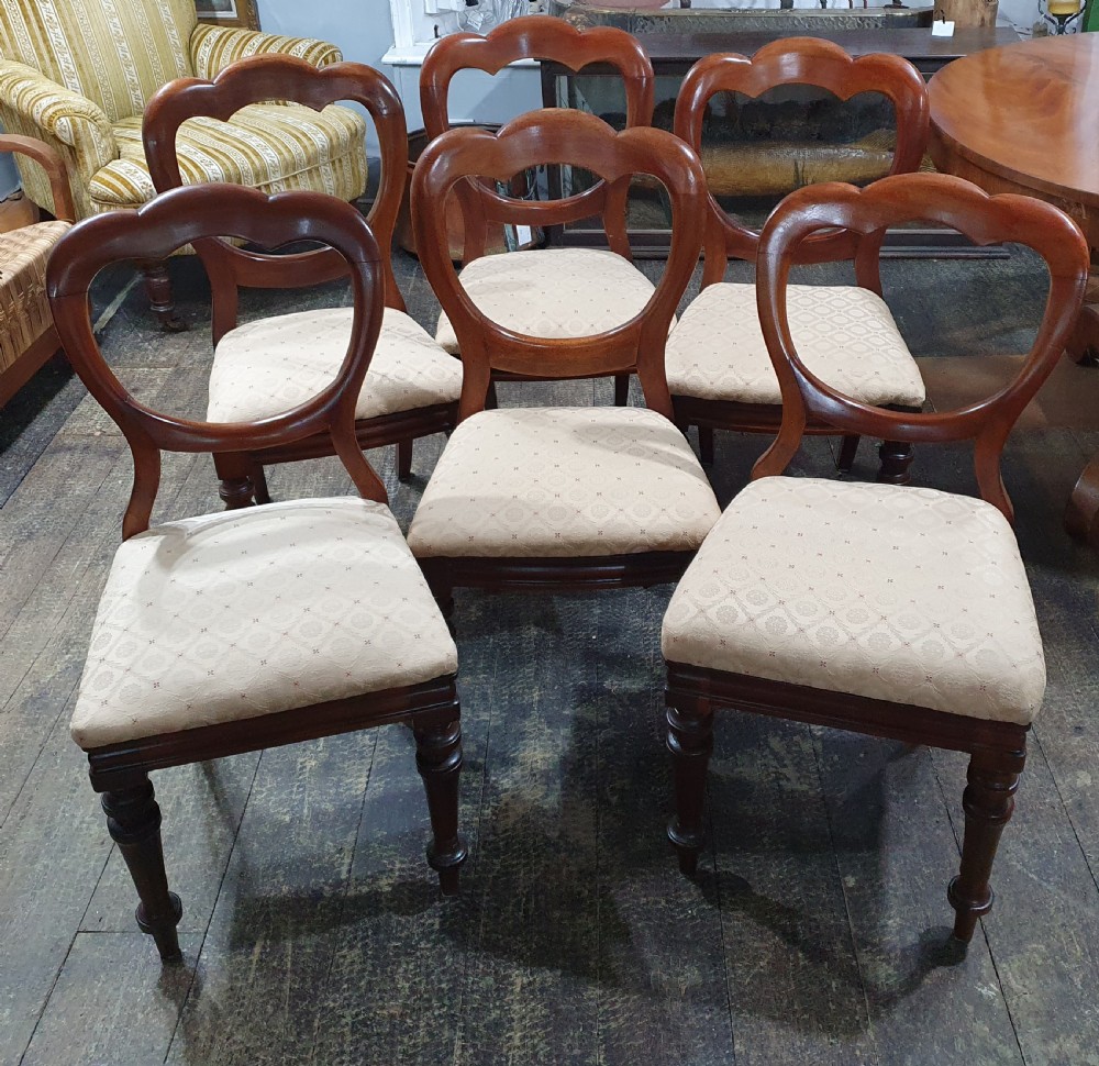 Set of Six Victorian Balloon Back Walnut Chairs c.1860-1880 View III