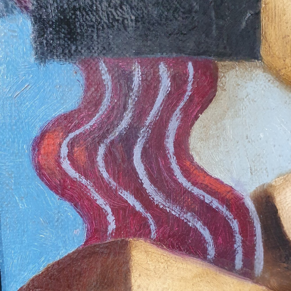 French Oil on Canvas Cubist Painting of a French Lady c.1930s View III