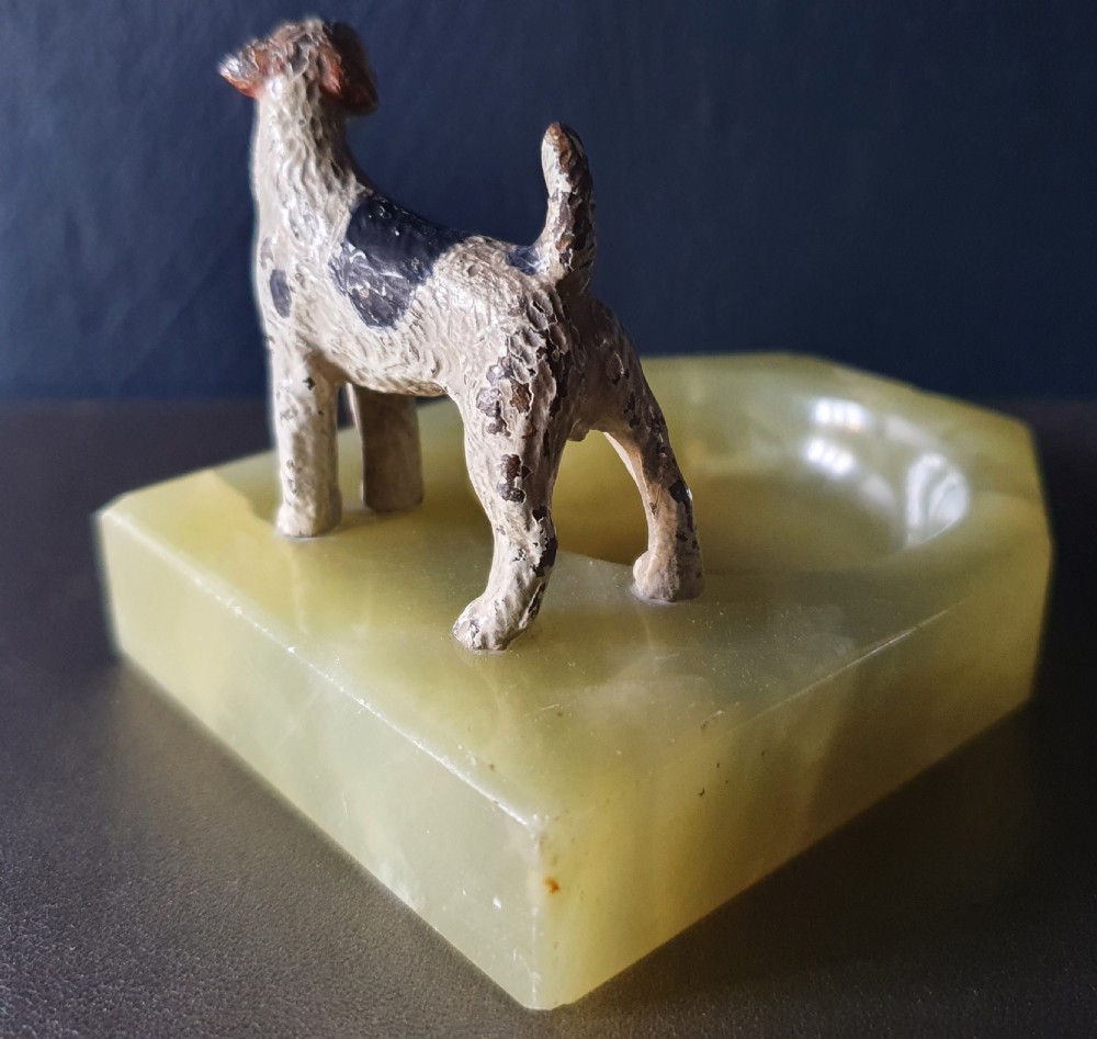 Cold Painted Bronze Wire Terrier Mounted on Pin Tray c.1930  View IV