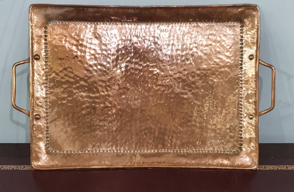 John Pearson Arts & Crafts Newlyn Copper Tray with Handles 