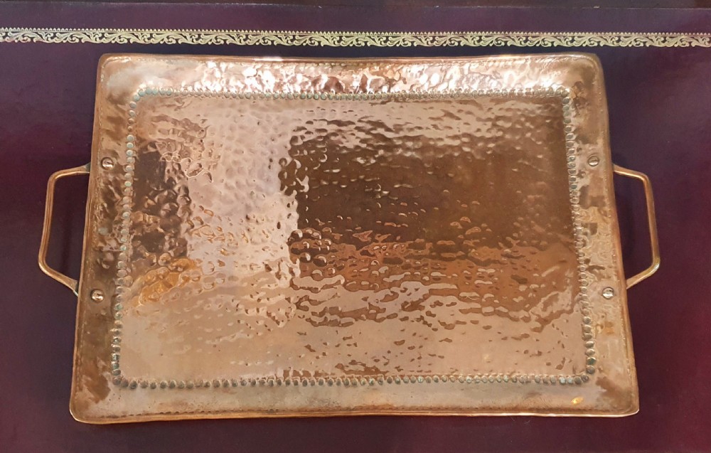 John Pearson Arts & Crafts Newlyn Copper Tray with Handles  View II