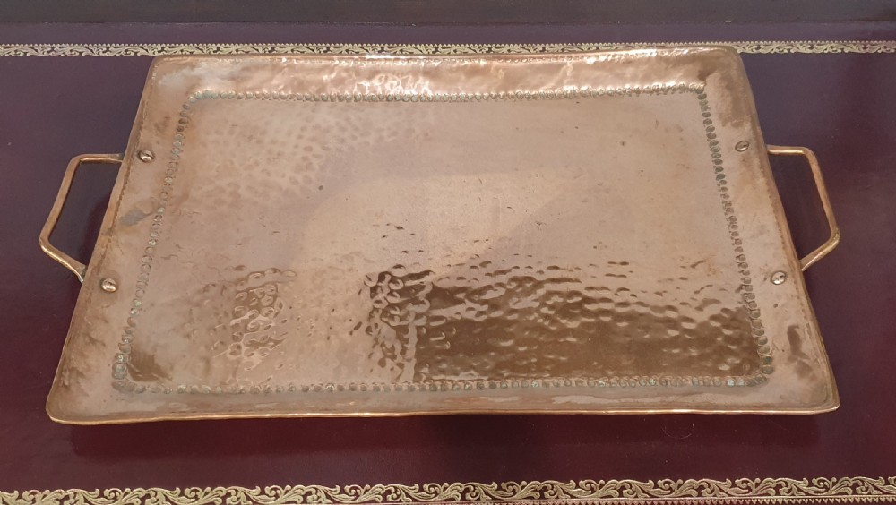 John Pearson Arts & Crafts Newlyn Copper Tray with Handles  View III