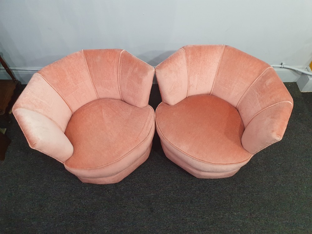 Pair of Art Deco Pink Cocktail Chairs c1930 View V