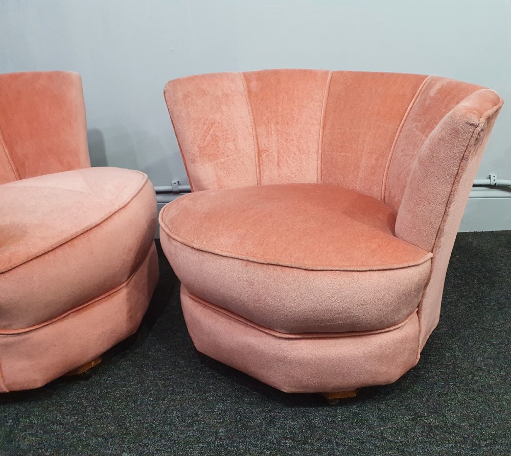 Pair of Art Deco Pink Cocktail Chairs c1930 View II