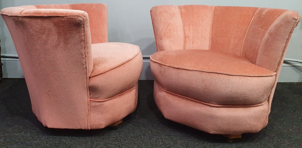 Pair of Art Deco Pink Cocktail Chairs c1930 View III
