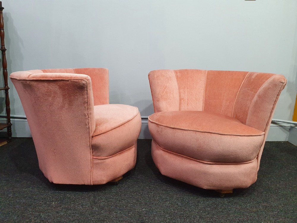 Pair of Art Deco Pink Cocktail Chairs c1930 View IV