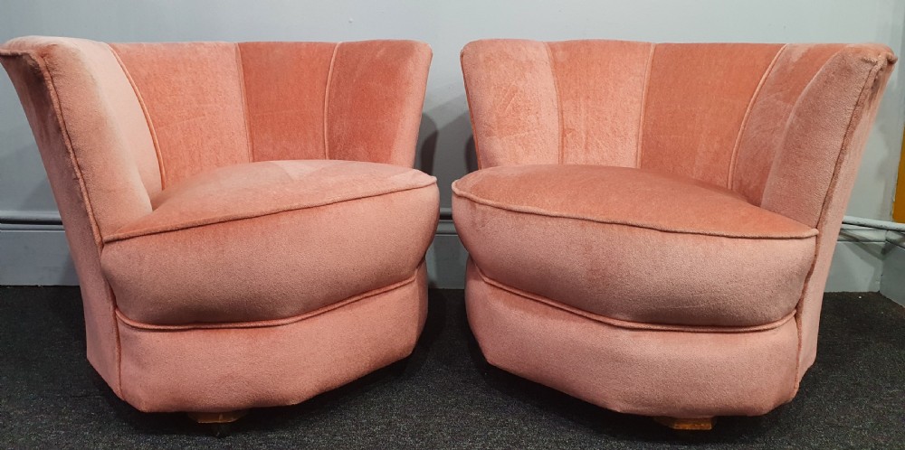 Pair of Art Deco Pink Cocktail Chairs c1930