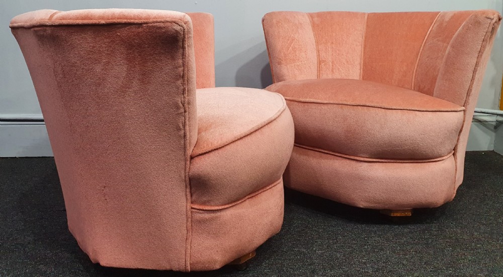 Pair of Art Deco Pink Cocktail Chairs c1930 View VI