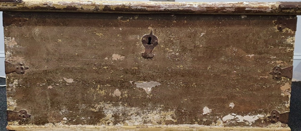 Scandinavian Chest Pine with Iron Corners and Handles, 19th Century View IV