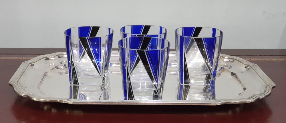 Karl Palda Orginal Bohemian Art Deco Decanter Set & Six Drinking Glasses c.1930 View IV