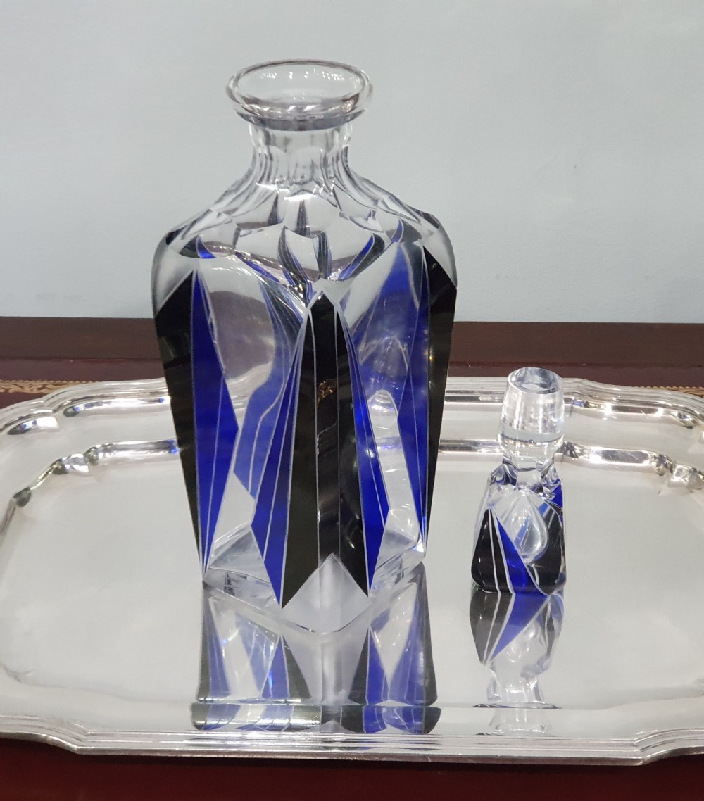 Karl Palda Orginal Bohemian Art Deco Decanter Set & Six Drinking Glasses c.1930 View V