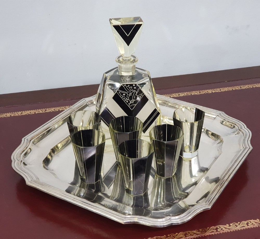 Karl Palda Orignal Art Deco Decanter Set with Six Shot Glasses c.1930 View IV