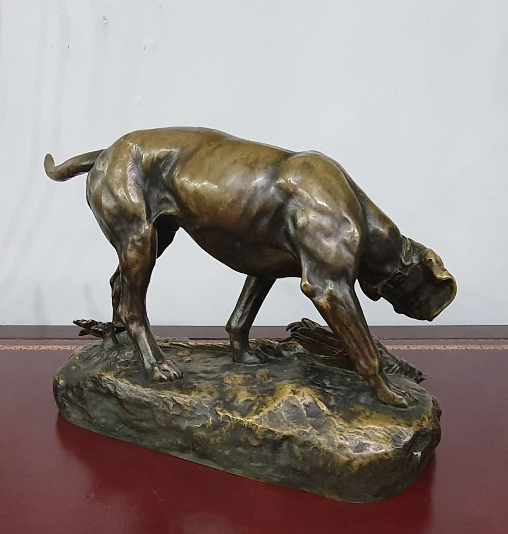 Jules-Edmond Masson, French Bronze Hunting Dog c.1900 View VI