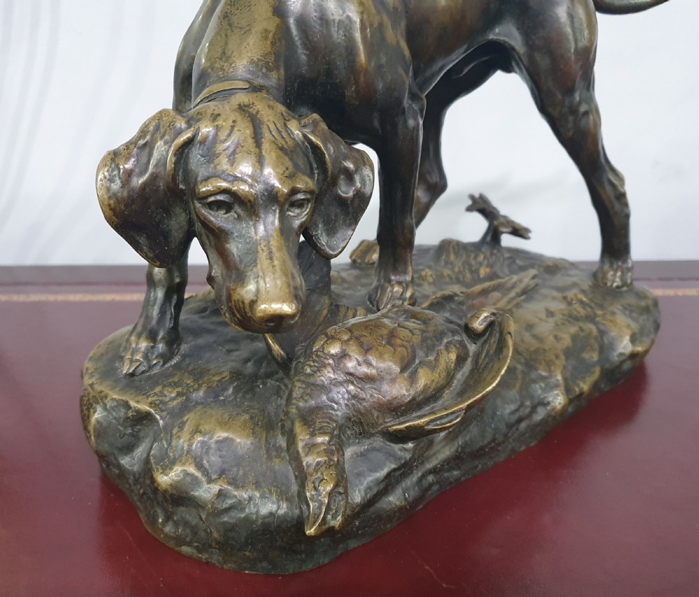 Jules-Edmond Masson, French Bronze Hunting Dog c.1900 View VIII